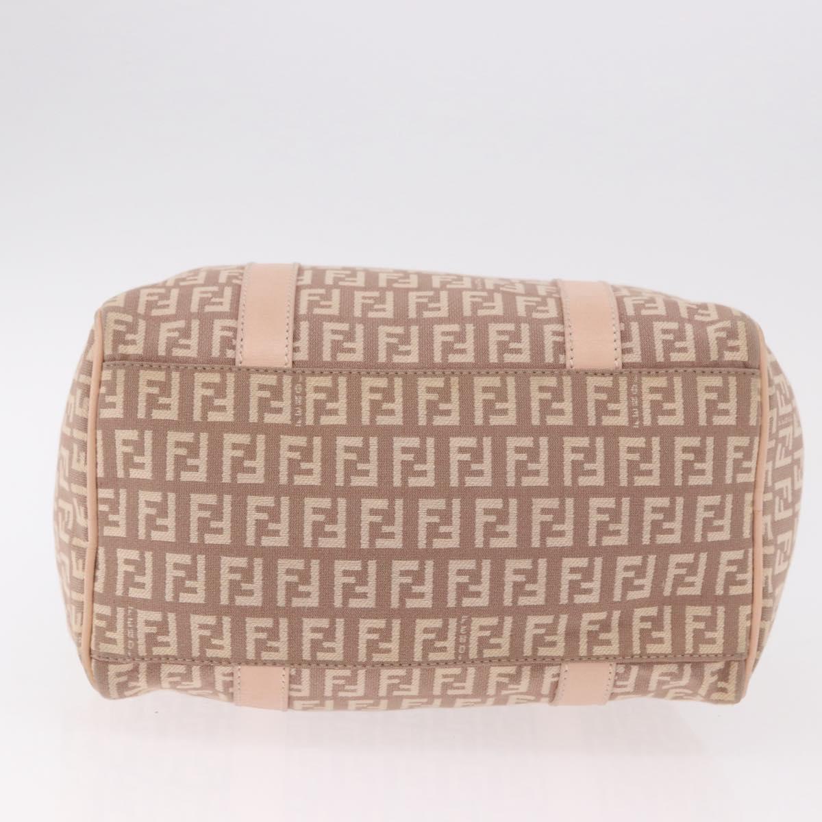 FENDI Zucchino Canvas Hand Bag Pink Gold Auth 185684