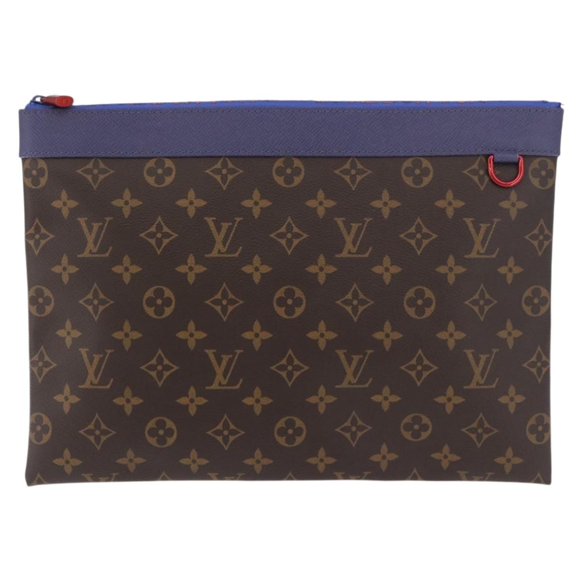 LOUIS VUITTON Monogram Pochette Apollo Clutch Bag Blue M63048 LV Auth 185686