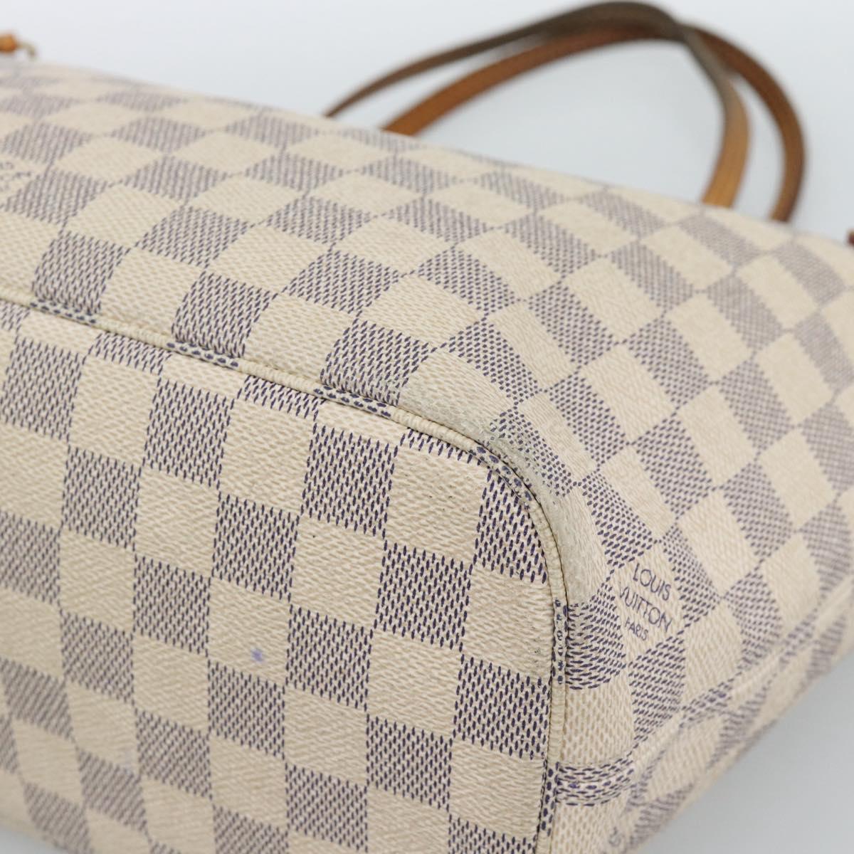 LOUIS VUITTON Damier Azur Neverfull PM Tote Bag N41362 LV Auth 185688