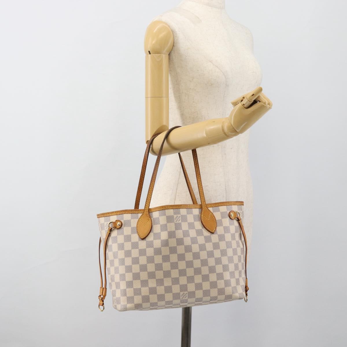 LOUIS VUITTON Damier Azur Neverfull PM Tote Bag N41362 LV Auth 185688