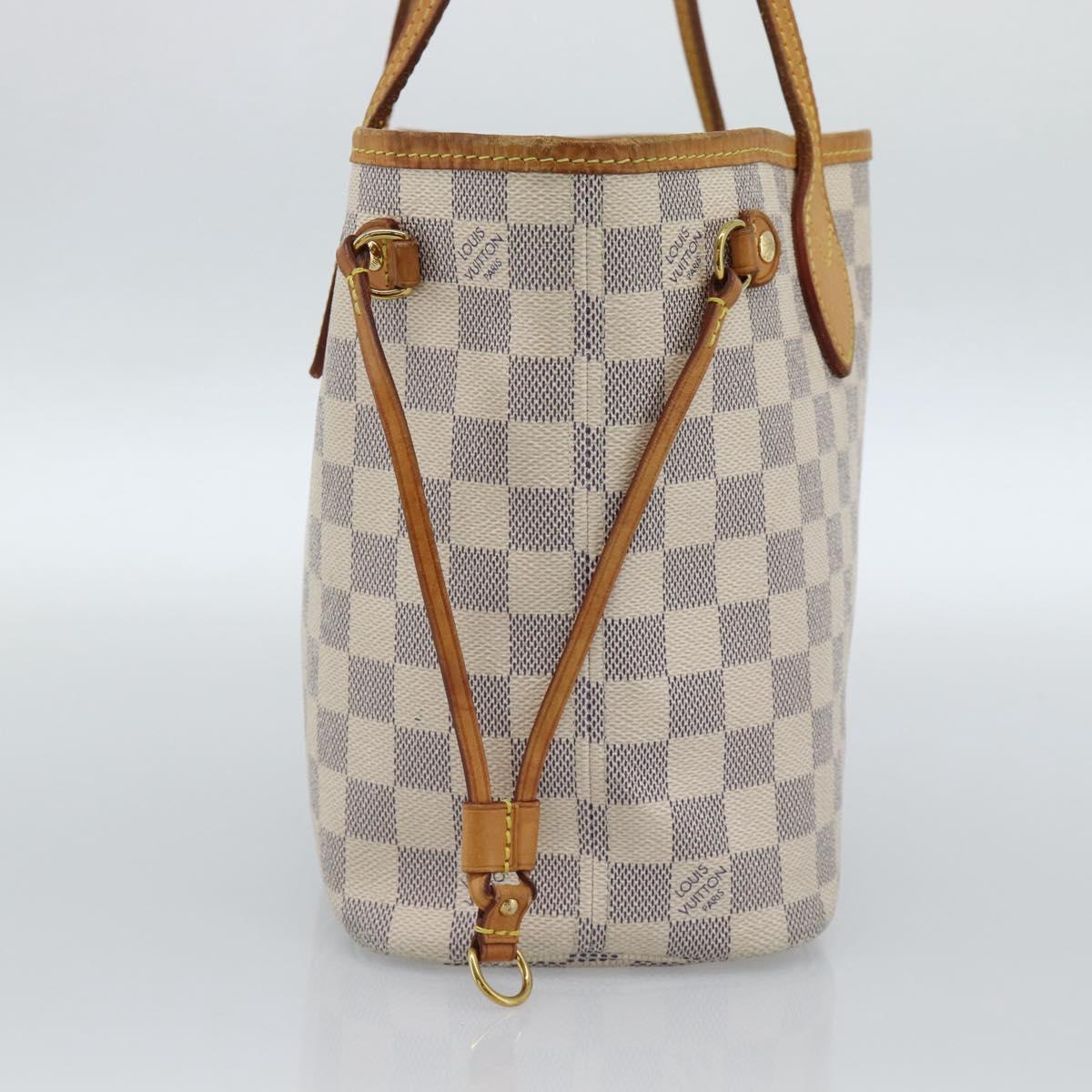 LOUIS VUITTON Damier Azur Neverfull PM Tote Bag N41362 LV Auth 185688