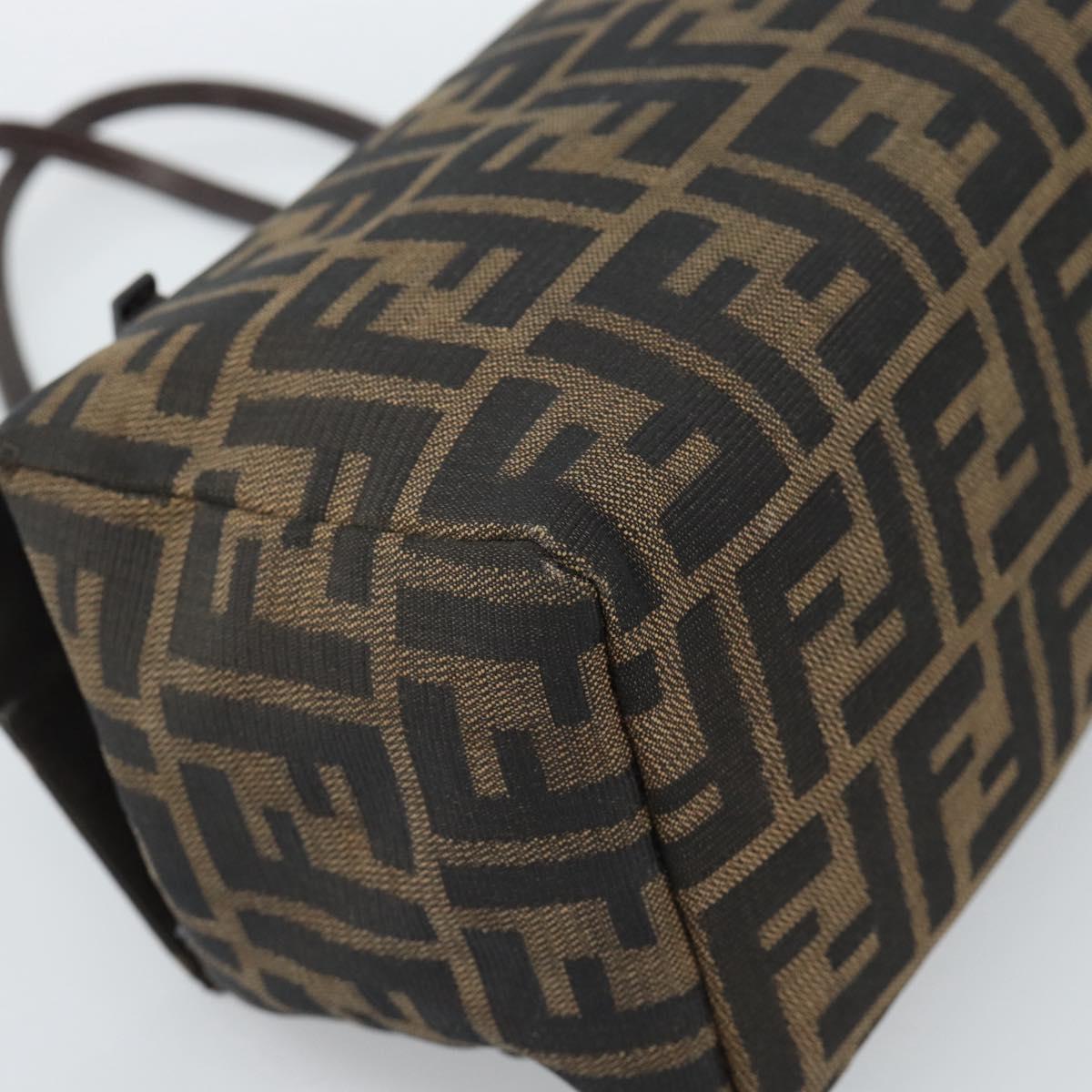 FENDI Zucca Canvas Shoulder Bag Black Brown Auth 185690
