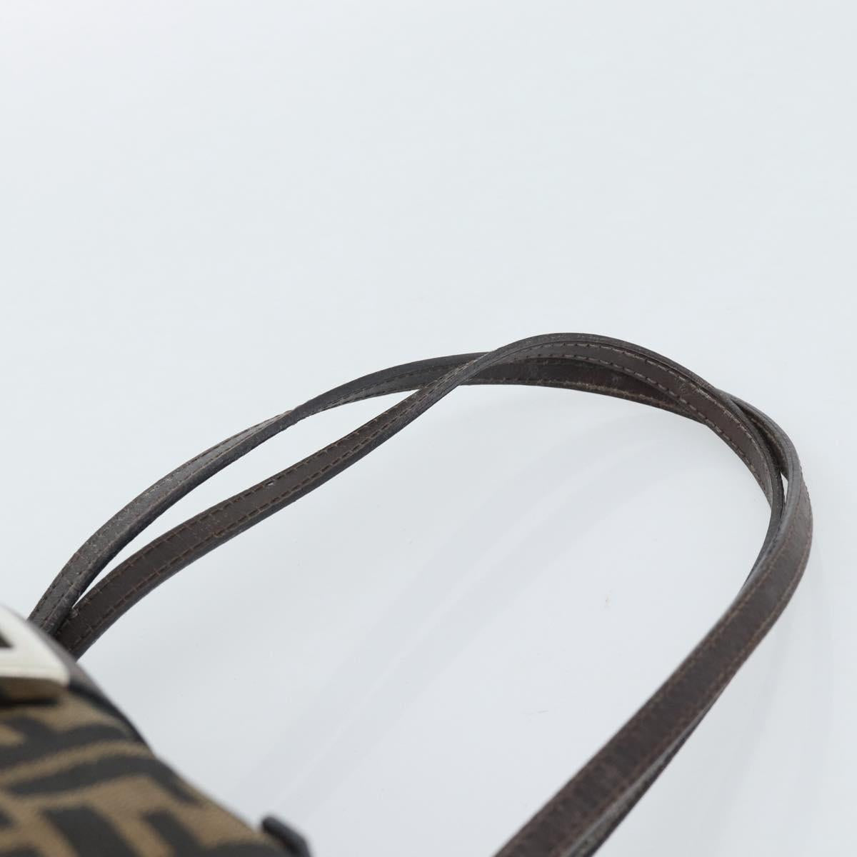 FENDI Zucca Canvas Shoulder Bag Black Brown Auth 185690