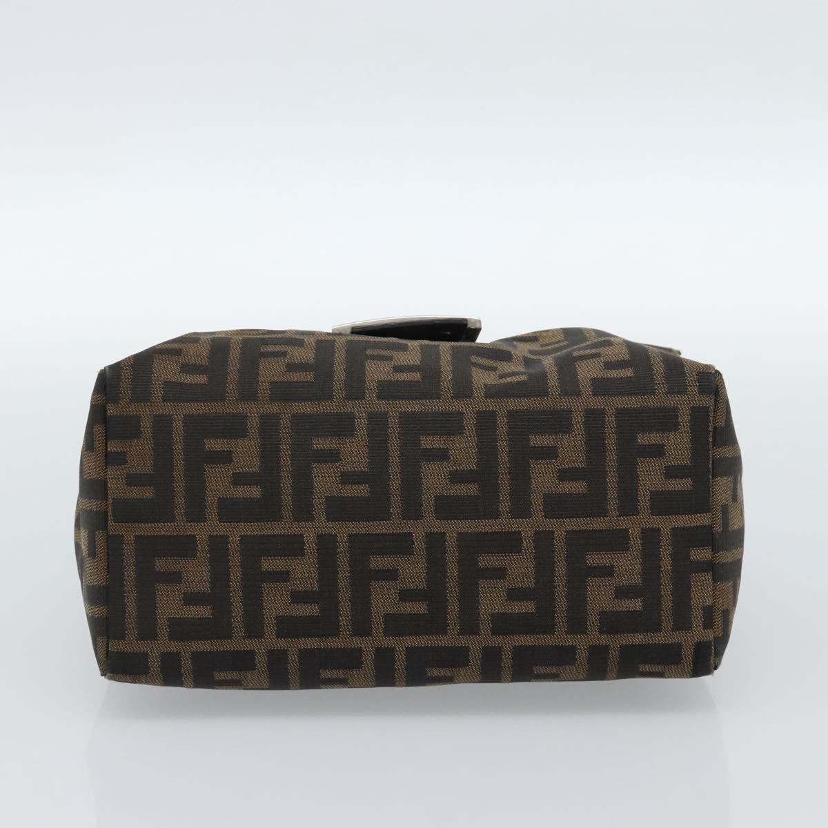 FENDI Zucca Canvas Shoulder Bag Black Brown Auth 185690