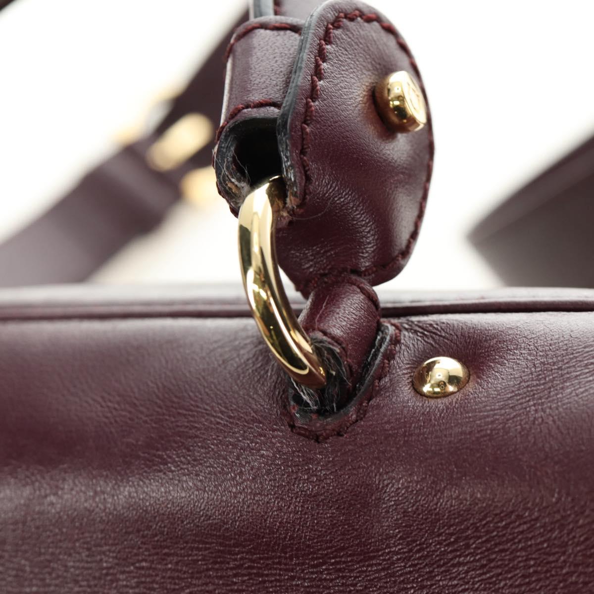 Salvatore Ferragamo Gancini Hand Bag Leather 2way Purple Gold Auth 185691A