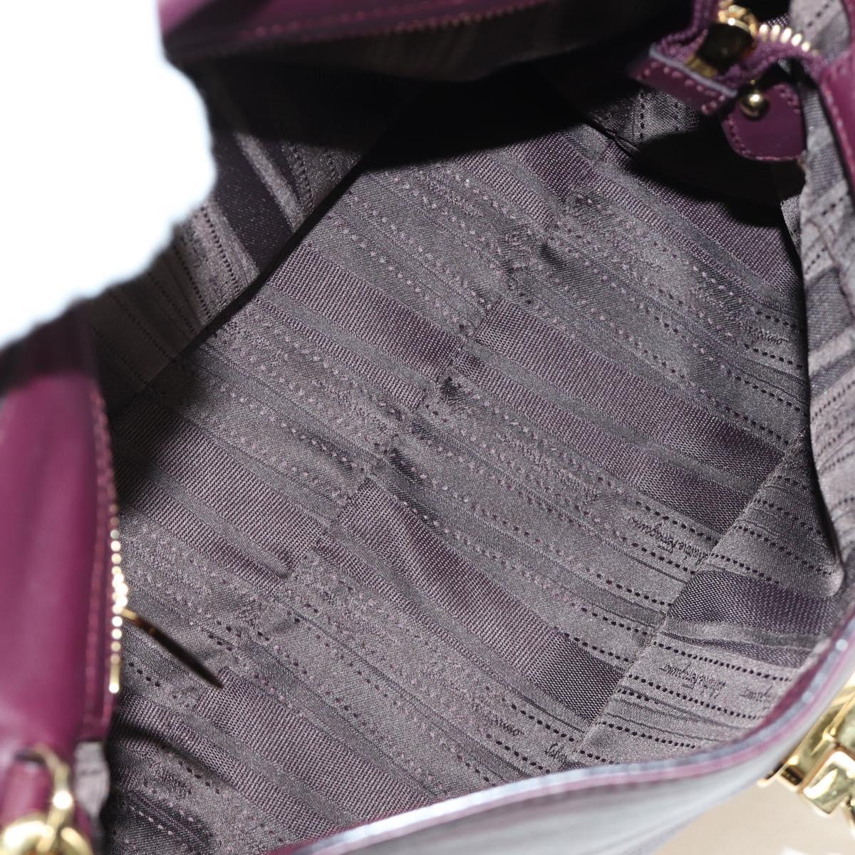 Salvatore Ferragamo Gancini Hand Bag Leather 2way Purple Gold Auth 185691A