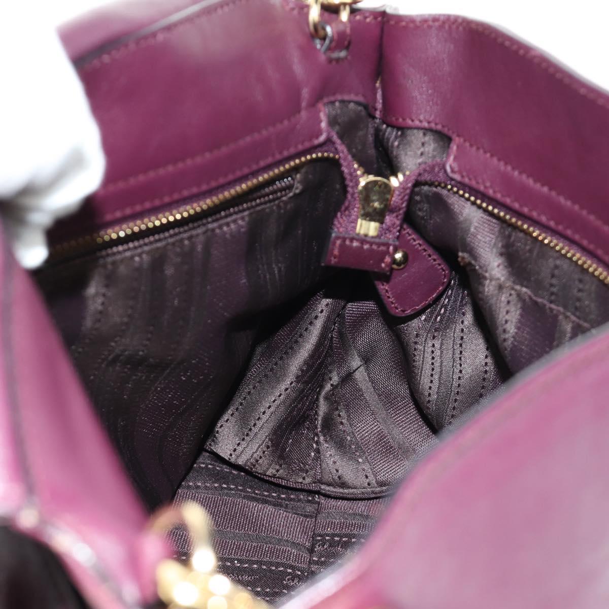 Salvatore Ferragamo Gancini Hand Bag Leather 2way Purple Gold Auth 185691A
