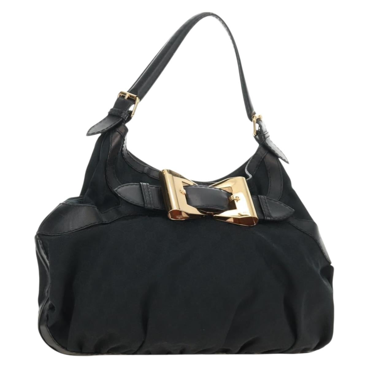 GUCCI GG Canvas Shoulder Bag Black Gold 189884 Auth 185693V