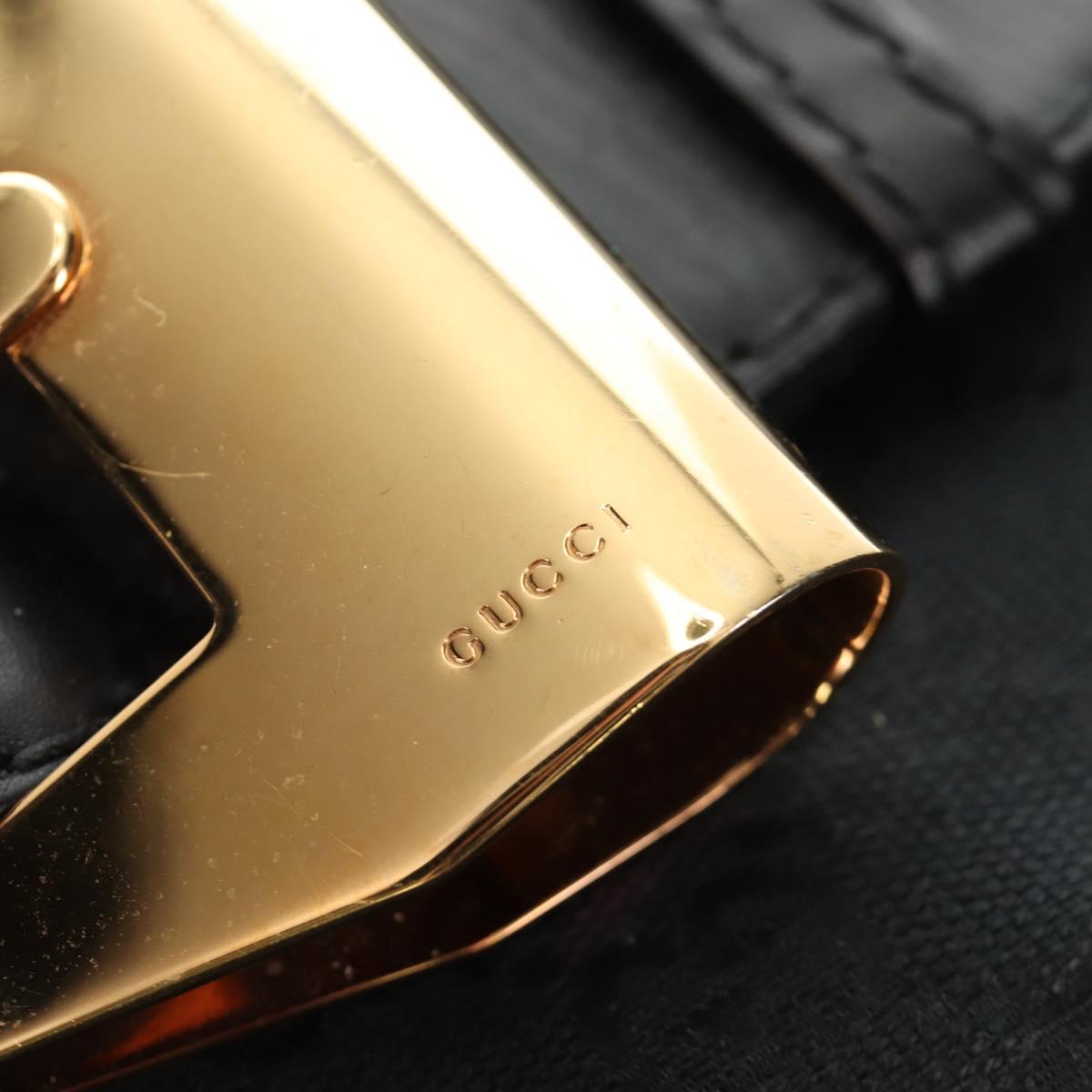GUCCI GG Canvas Shoulder Bag Black Gold 189884 Auth 185693V