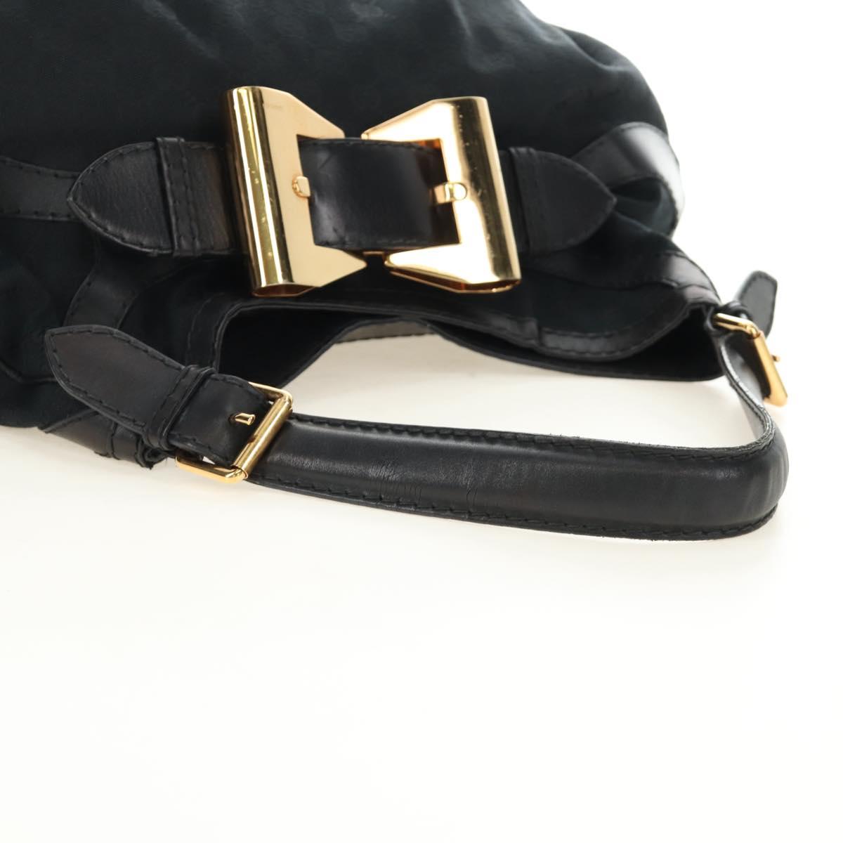 GUCCI GG Canvas Shoulder Bag Black Gold 189884 Auth 185693V