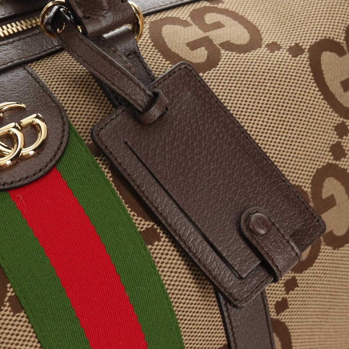 GUCCI Jumbo GG Web Sherry Line Boston Bag 2way Beige Gold 696039 Auth 185694SM