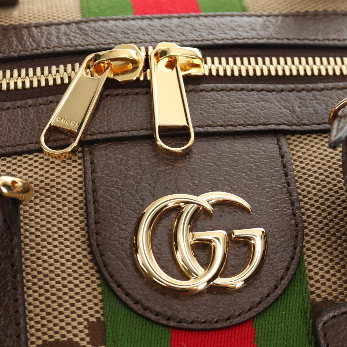 GUCCI Jumbo GG Web Sherry Line Boston Bag 2way Beige Gold 696039 Auth 185694SM