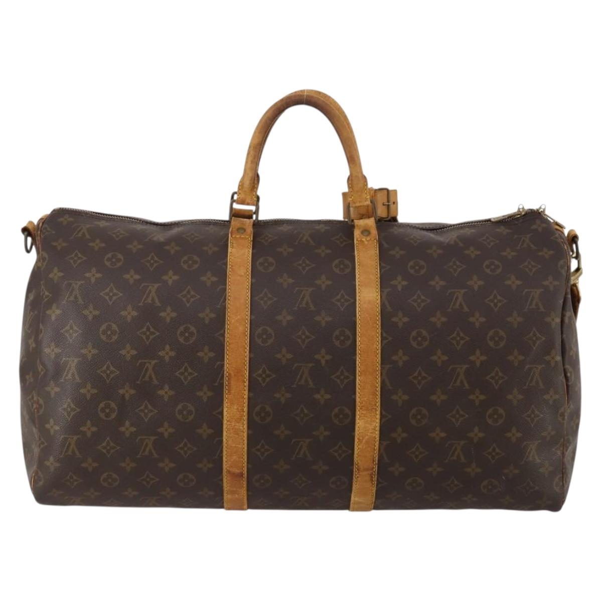 LOUIS VUITTON Monogram Keepall Bandouliere 55 Boston Bag M41414 LV Auth 185696