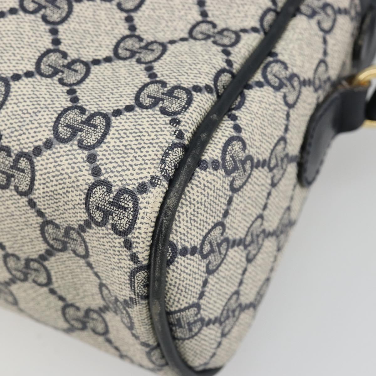 GUCCI GG Supreme Sherry Line Shoulder Bag PVC Navy Gold Auth 185719