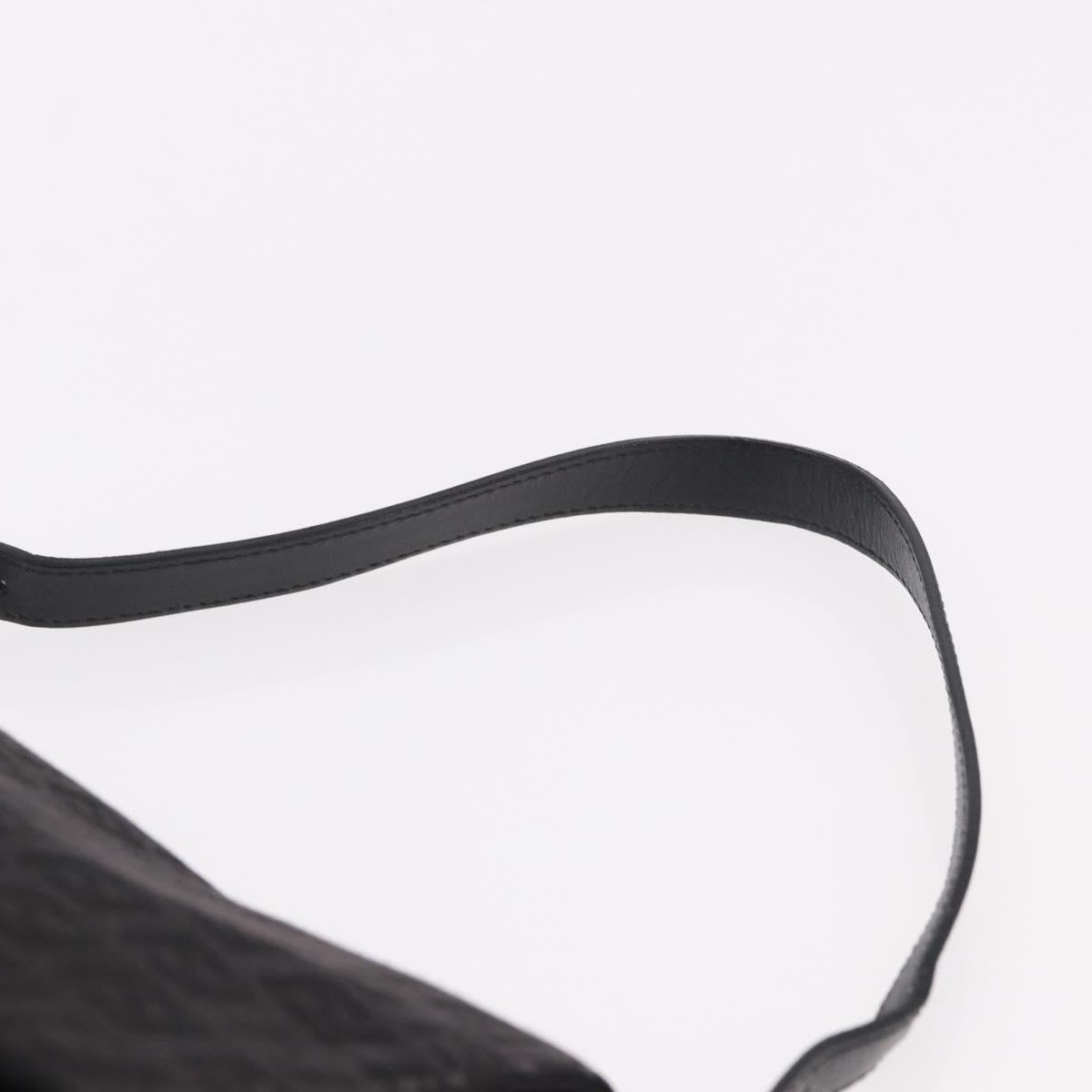 FENDI Zucchino Canvas Mamma Baguette Shoulder Bag Black Auth 185724SAV