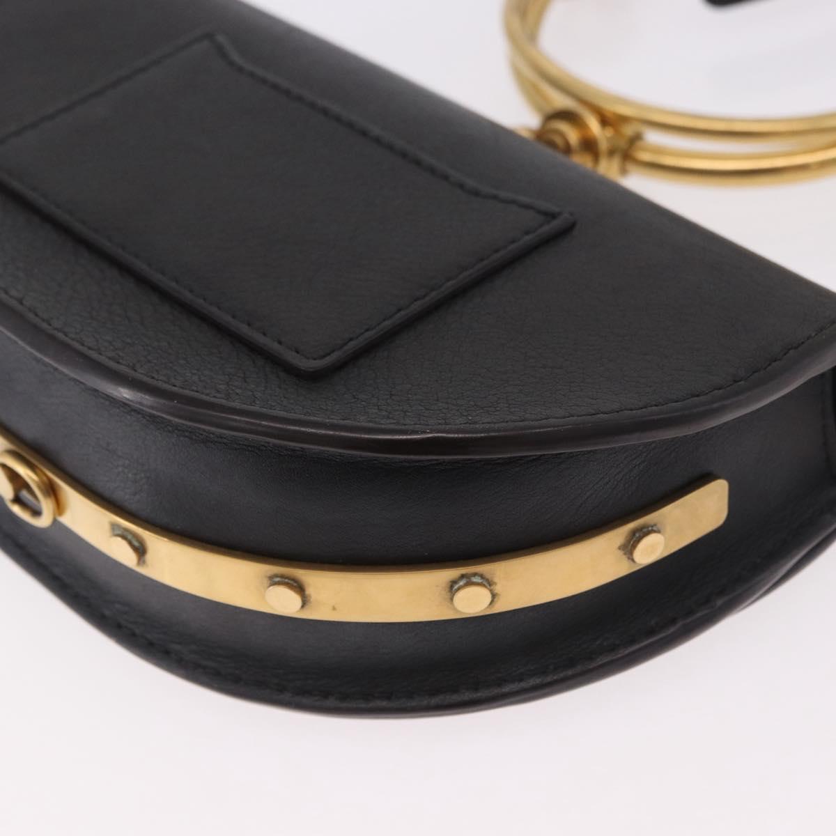 Chloe Nile Hand Bag Leather 2way Black Gold Auth 185727A