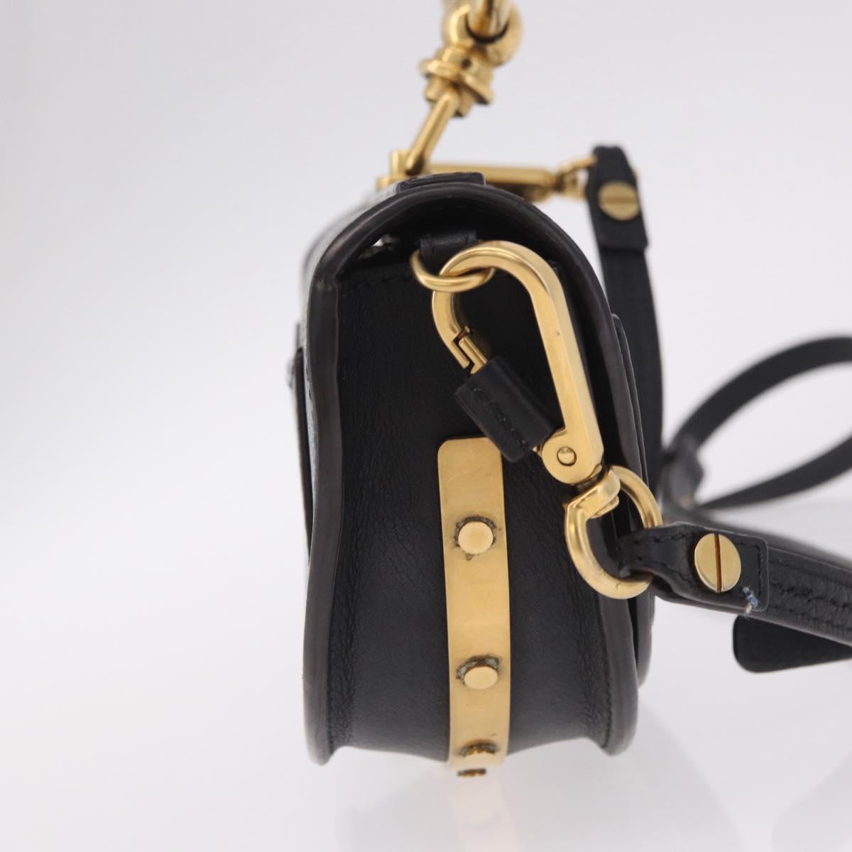 Chloe Nile Hand Bag Leather 2way Black Gold Auth 185727A