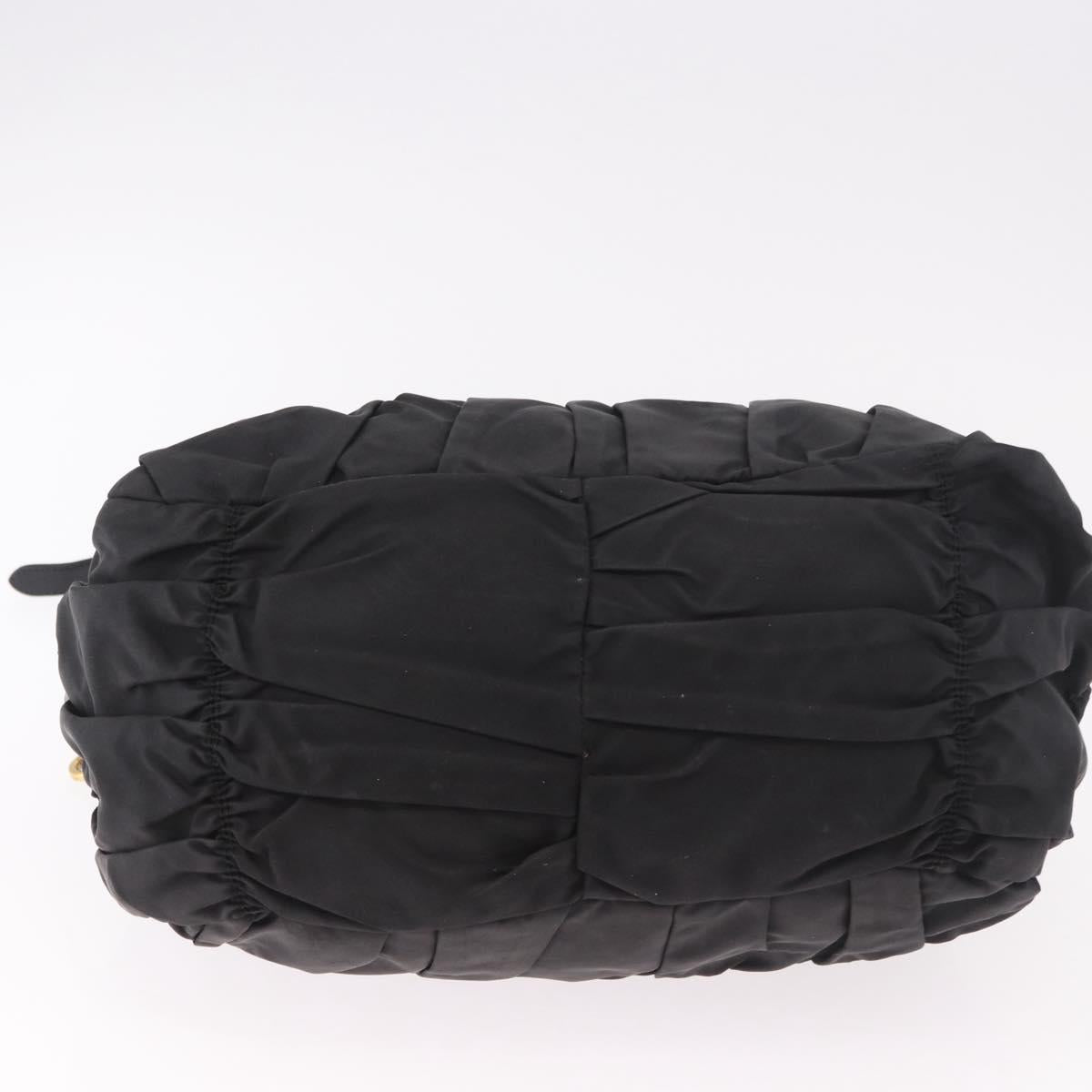 PRADA Hand Bag Nylon 2way Black Gold Auth 185729