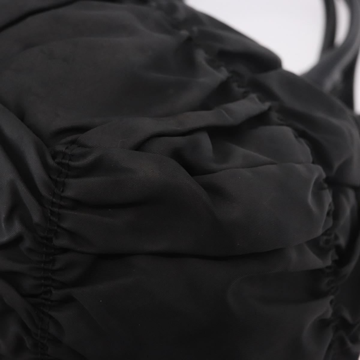 PRADA Hand Bag Nylon 2way Black Gold Auth 185729