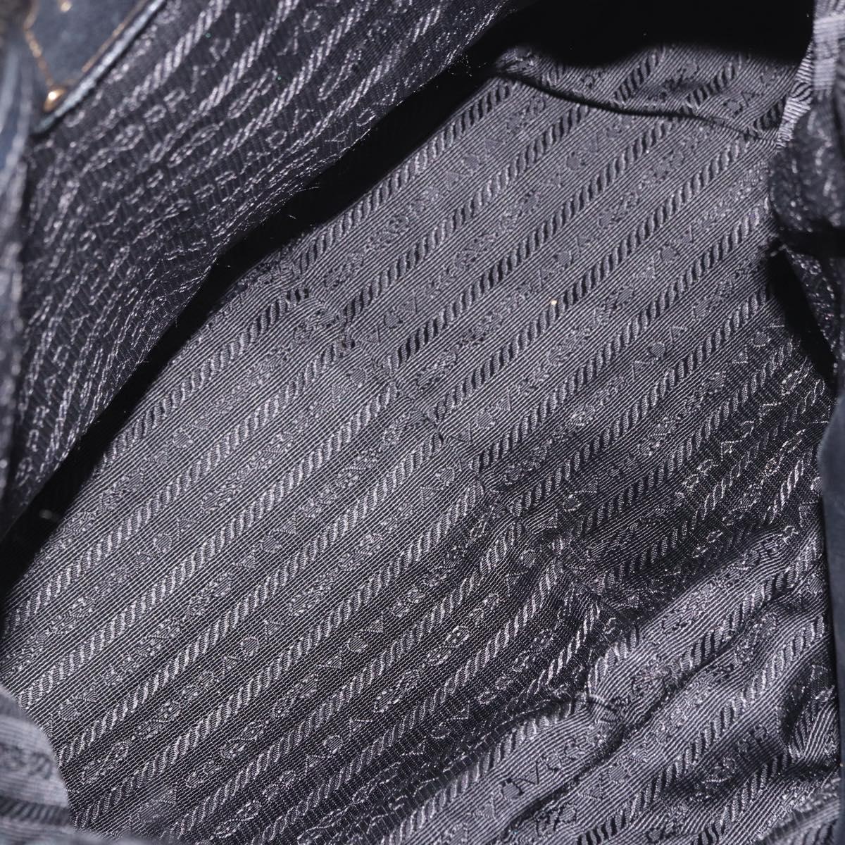 PRADA Hand Bag Nylon 2way Black Gold Auth 185729