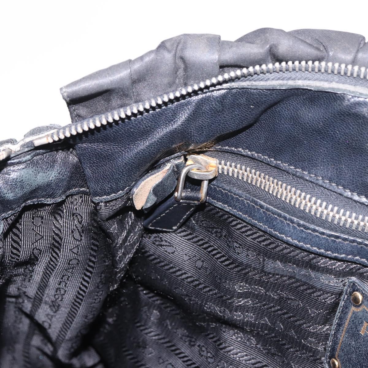 PRADA Hand Bag Nylon 2way Black Gold Auth 185729