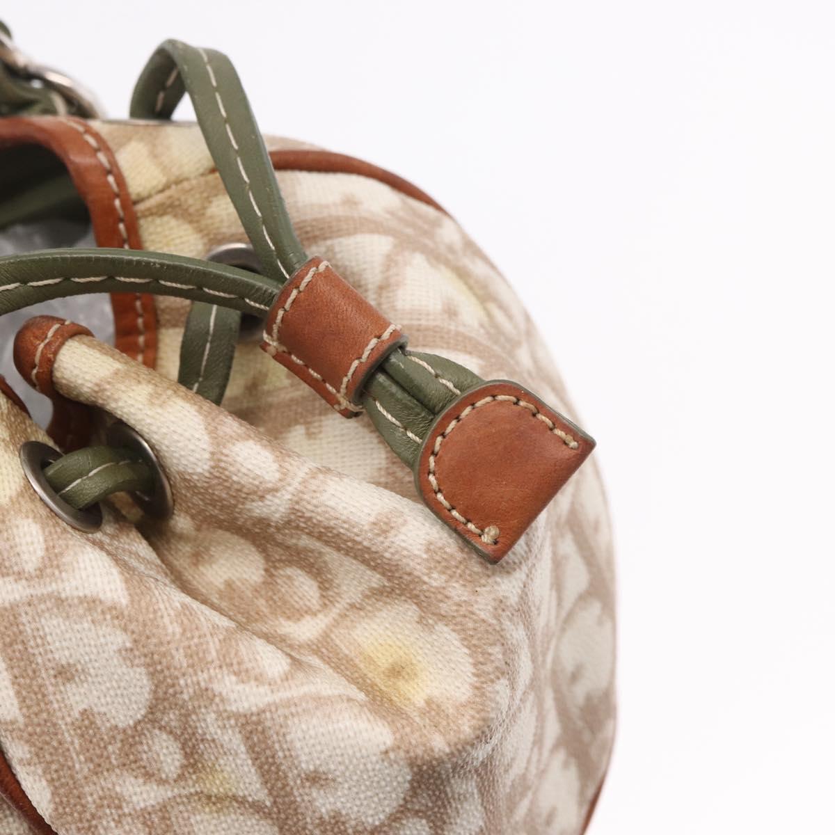 Christian Dior Trotter Canvas Romantic Hand Bag PVC Beige Silver Auth 185730SAV