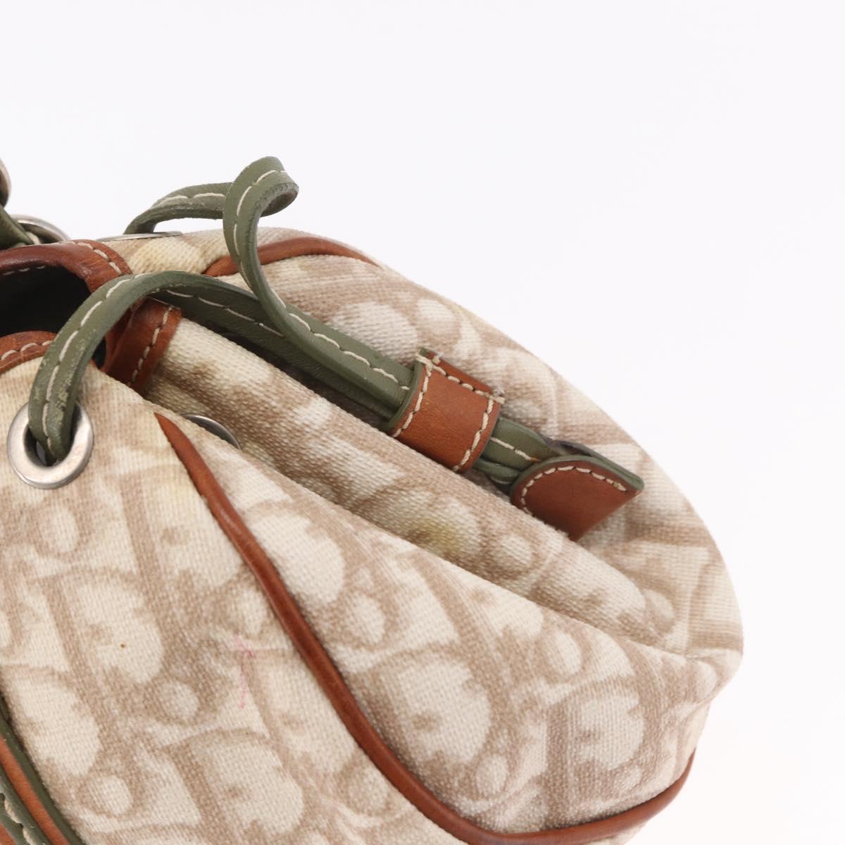 Christian Dior Trotter Canvas Romantic Hand Bag PVC Beige Silver Auth 185730SAV