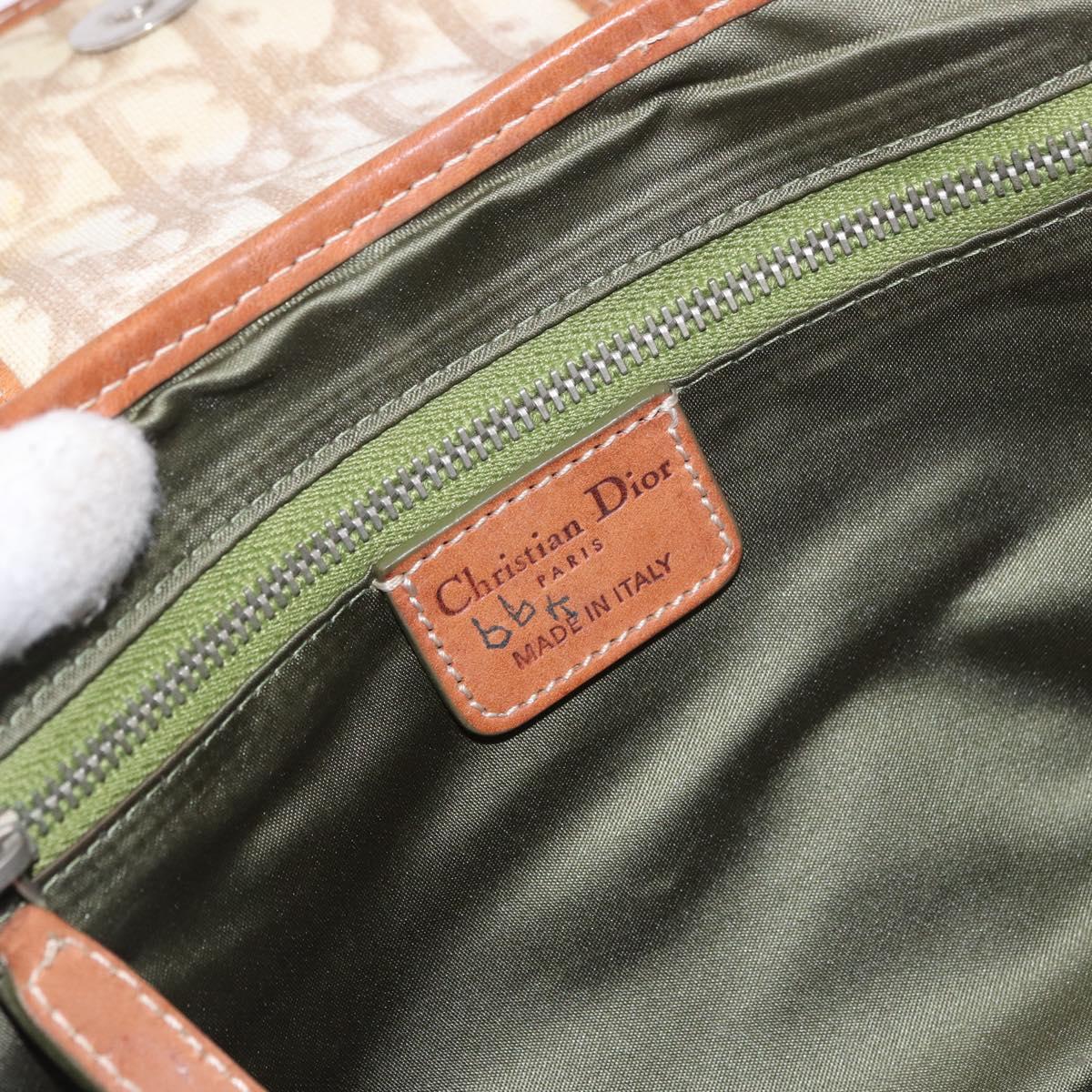 Christian Dior Trotter Canvas Romantic Hand Bag PVC Beige Silver Auth 185730SAV