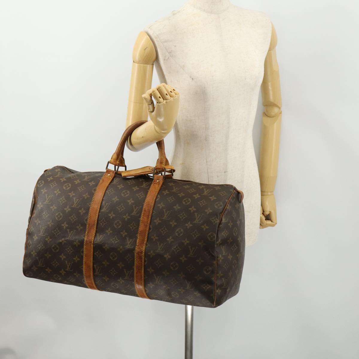 LOUIS VUITTON Monogram Keepall 50 Boston Bag M41426 LV Auth 185731