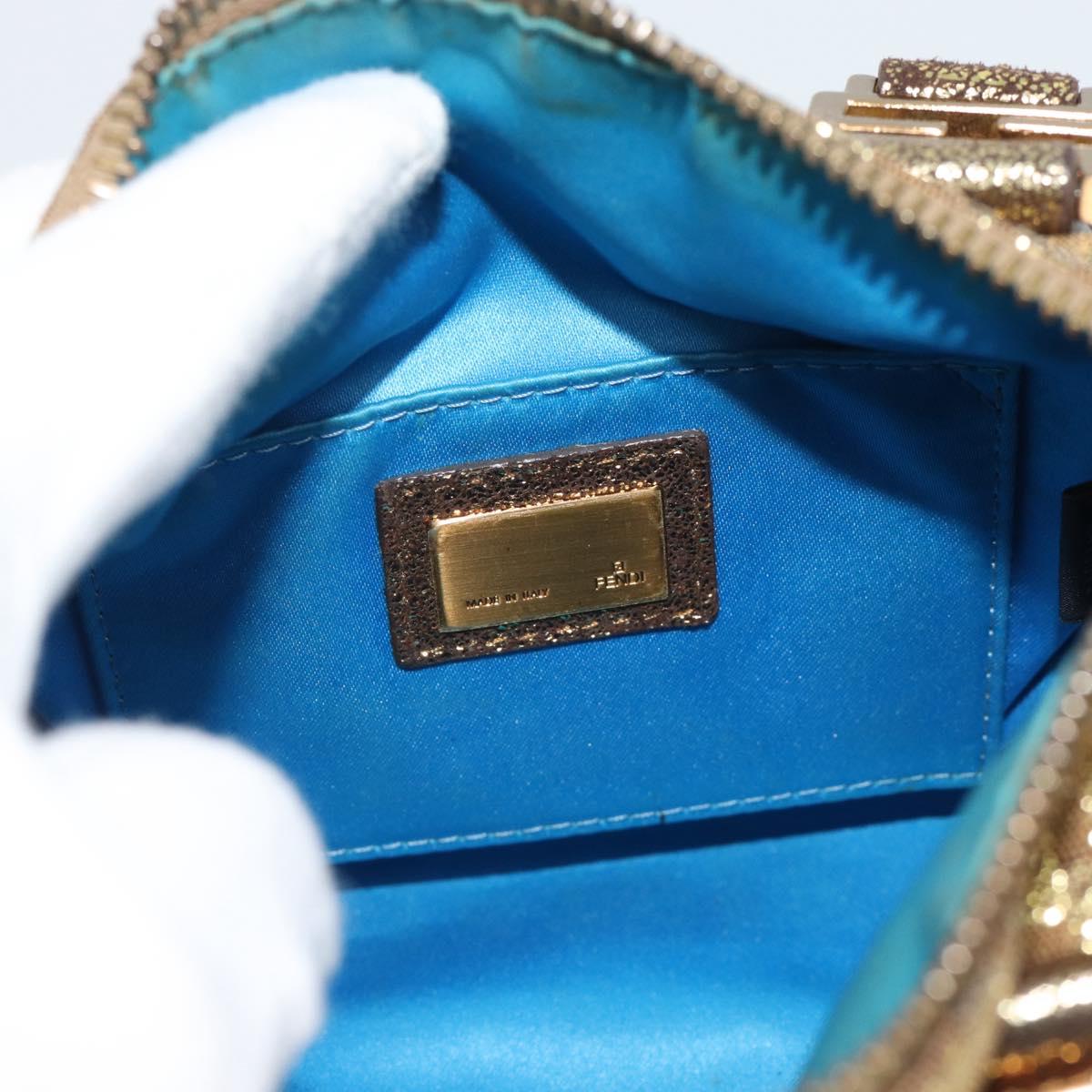 FENDI Zucchino Canvas Hand Bag Gold Auth 185735