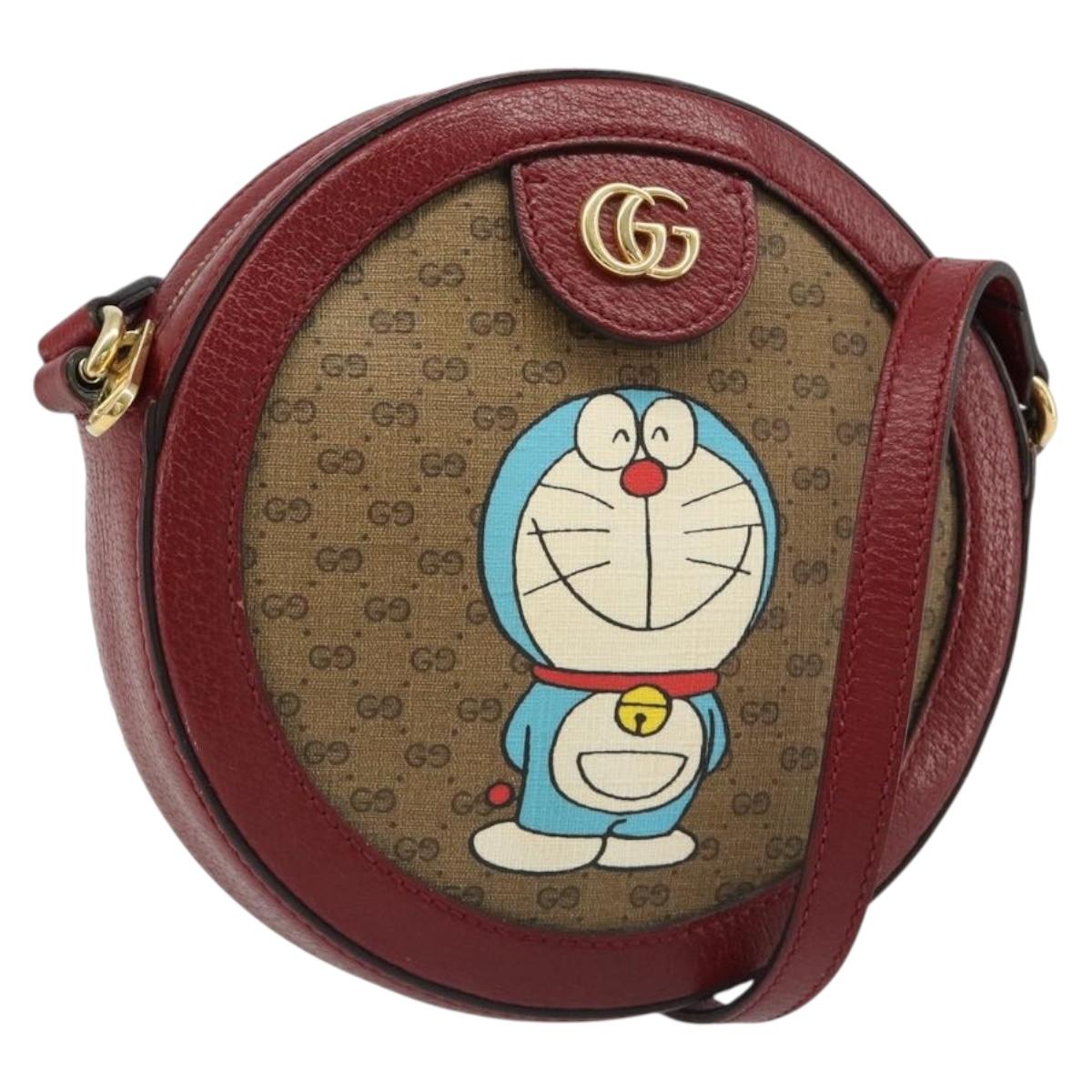 GUCCI Micro GG Supreme Doraemon Collaboration Bag PVC Beige 625216 Auth 185736M
