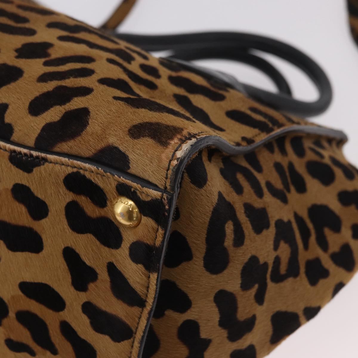 PRADA Hand Bag Harako Leather 2way Brown Gold Auth 185737A