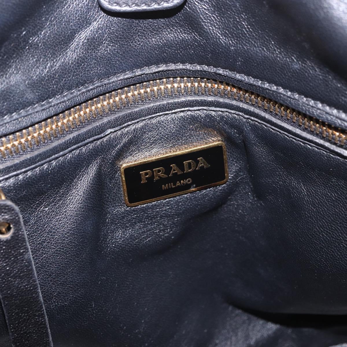 PRADA Hand Bag Harako Leather 2way Brown Gold Auth 185737A