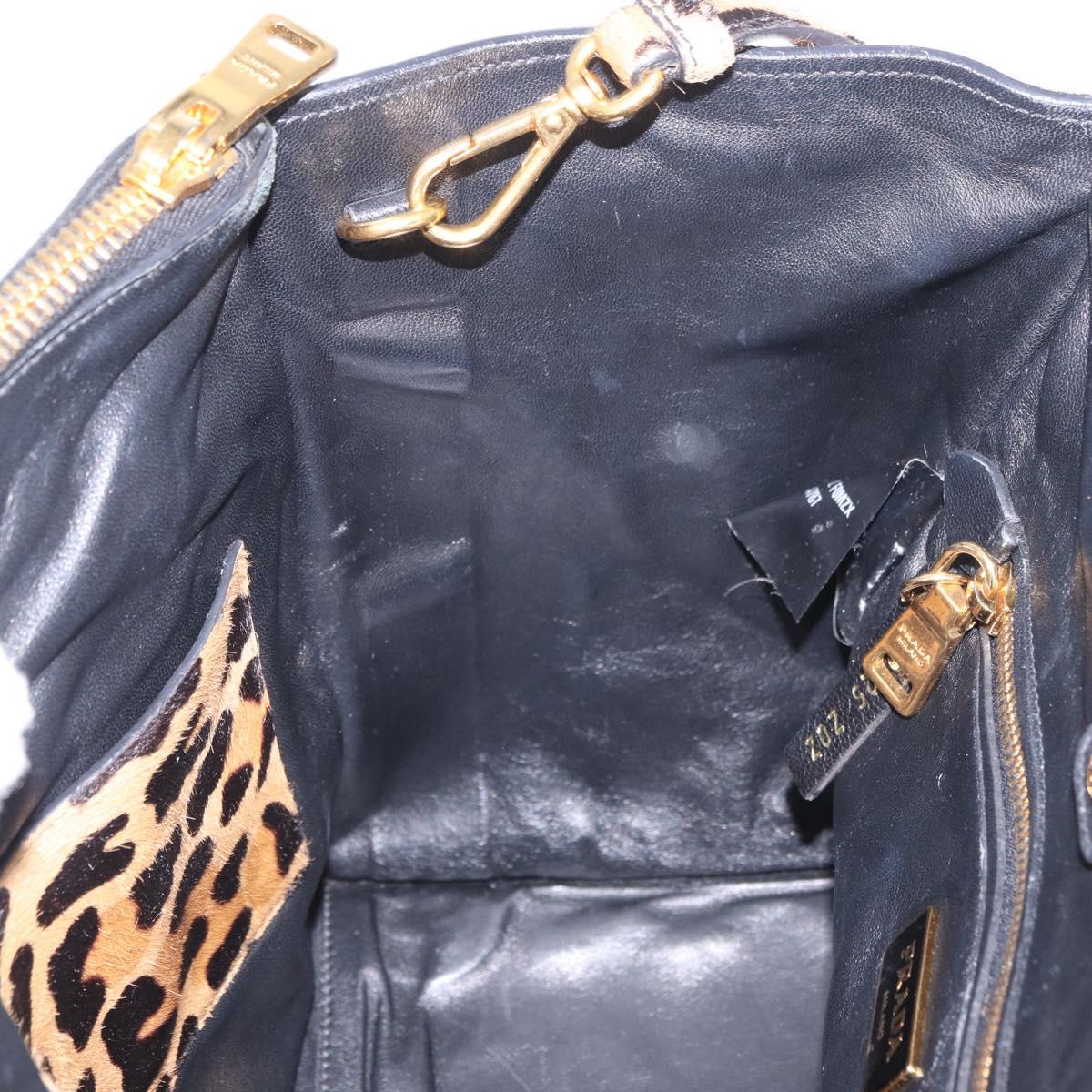 PRADA Hand Bag Harako Leather 2way Brown Gold Auth 185737A