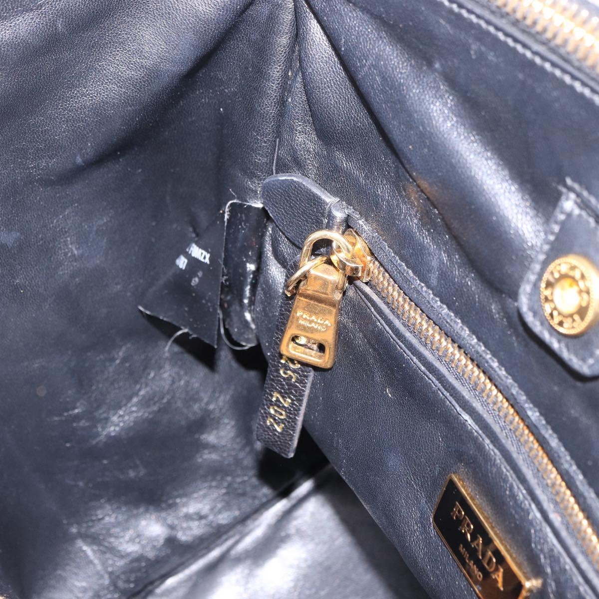 PRADA Hand Bag Harako Leather 2way Brown Gold Auth 185737A