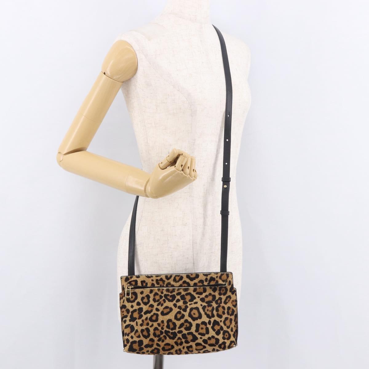 LOEWE Shoulder Bag Harako Leather Brown Gold Auth 185738A