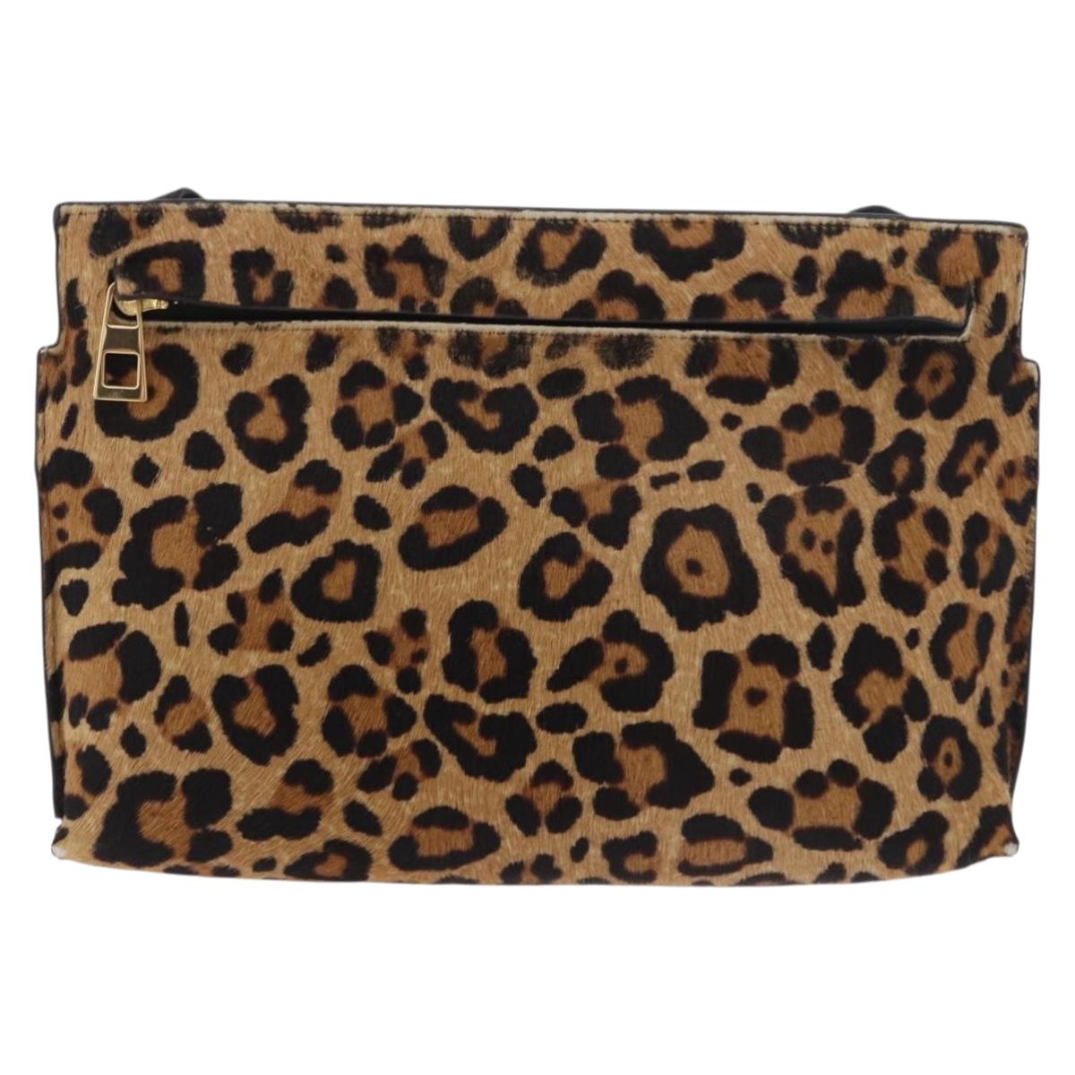 LOEWE Shoulder Bag Harako Leather Brown Gold Auth 185738A