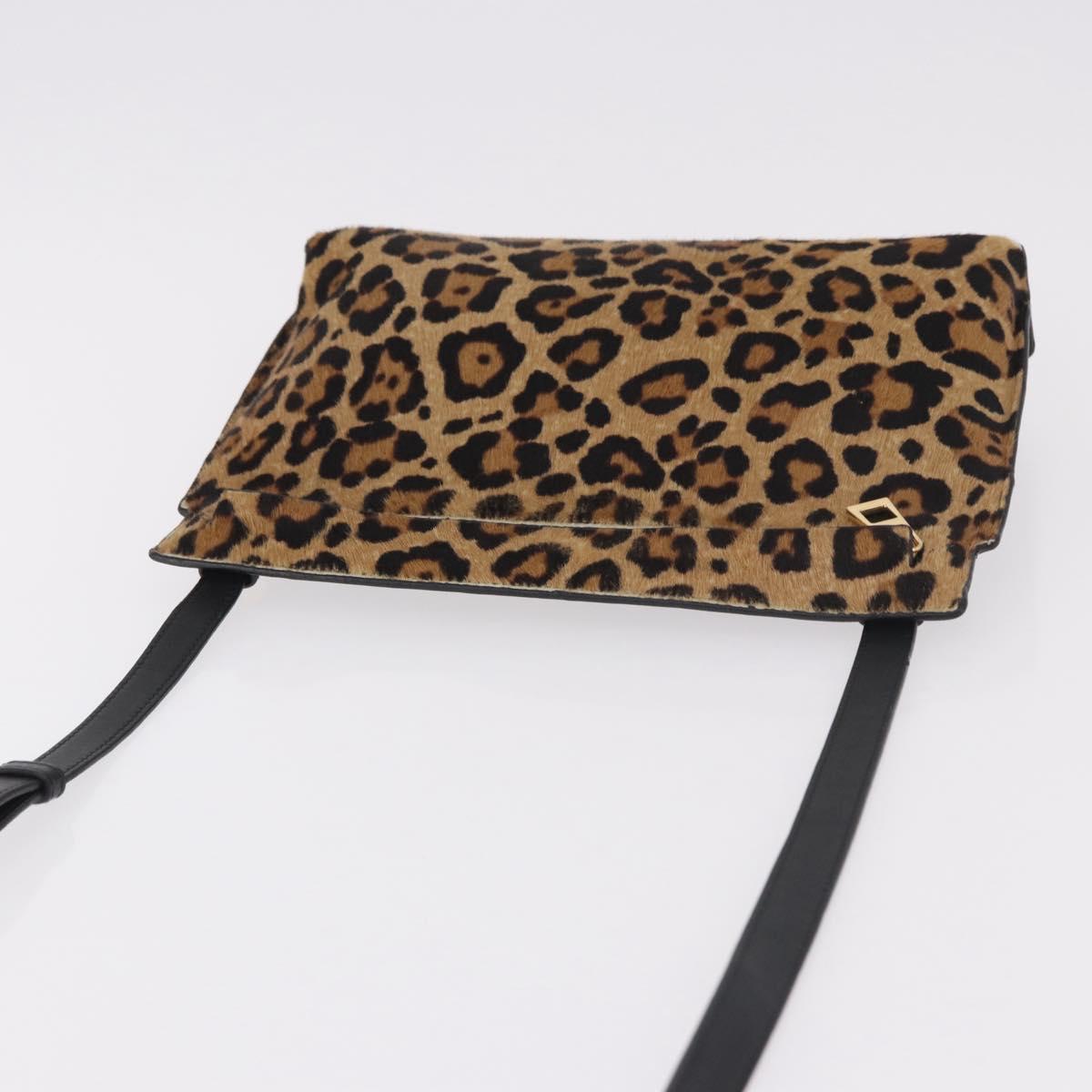 LOEWE Shoulder Bag Harako Leather Brown Gold Auth 185738A