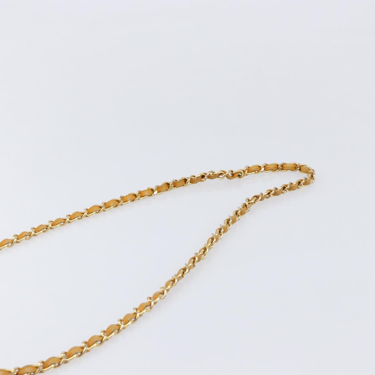 CHANEL Matelasse Chain Shoulder Bag Caviar Skin Yellow Gold CC Auth 185743