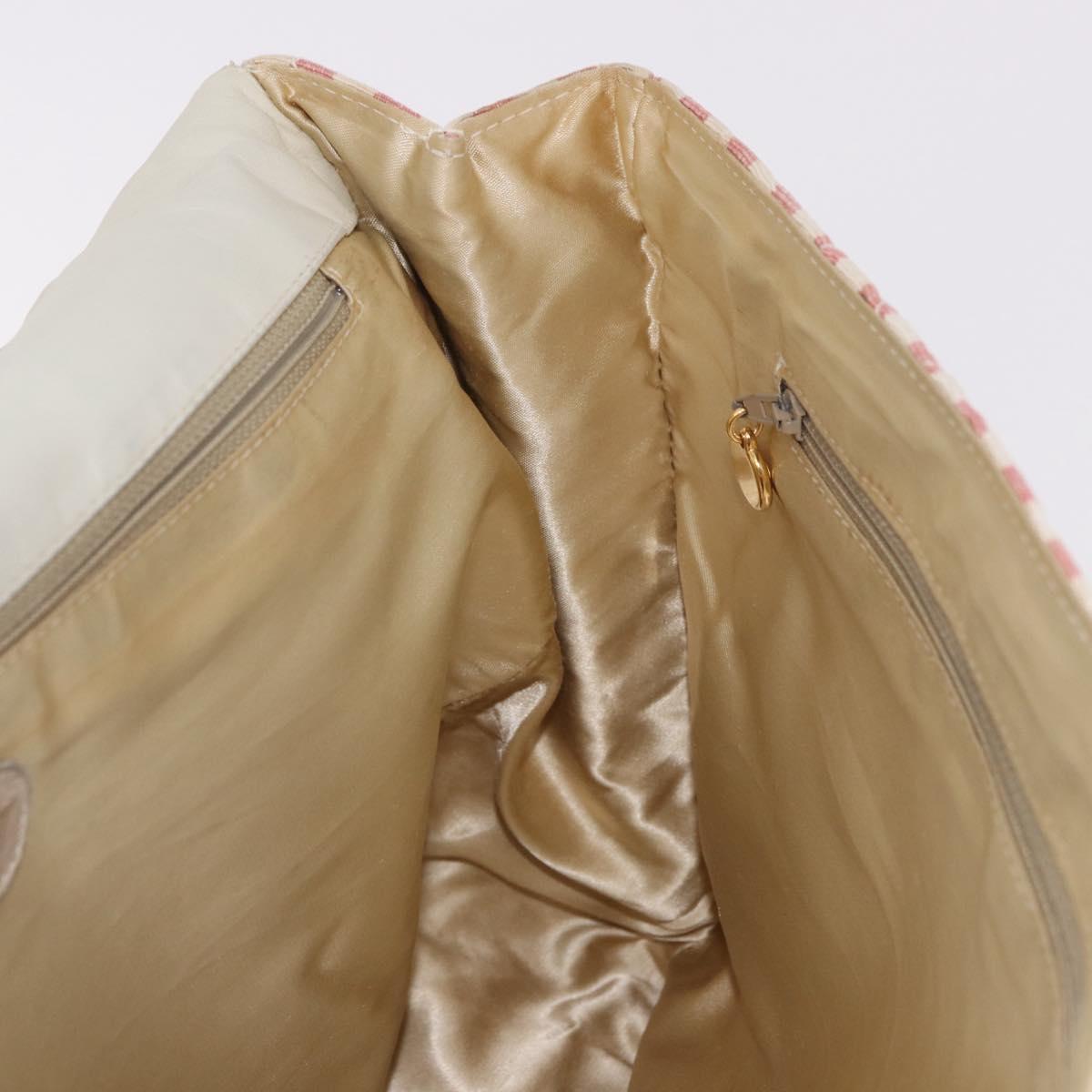 CHANEL Big Matelasse Chain Shoulder Bag Canvas Pink Gold CC Auth 185745SAV