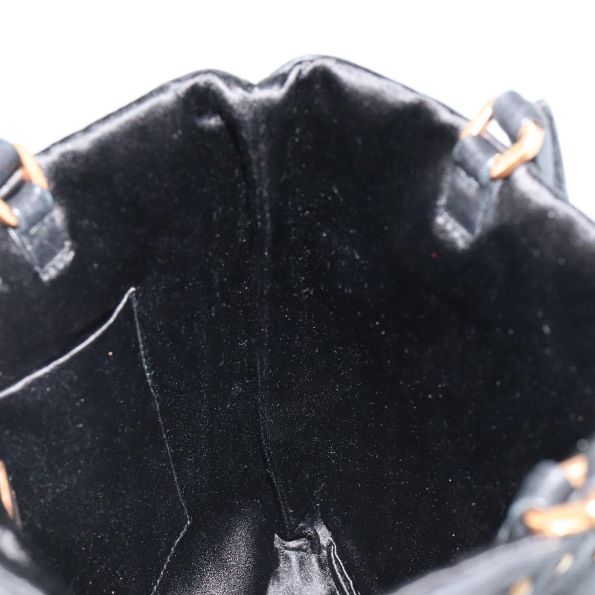 PRADA Hand Bag Leather Black Gold Auth 185746A