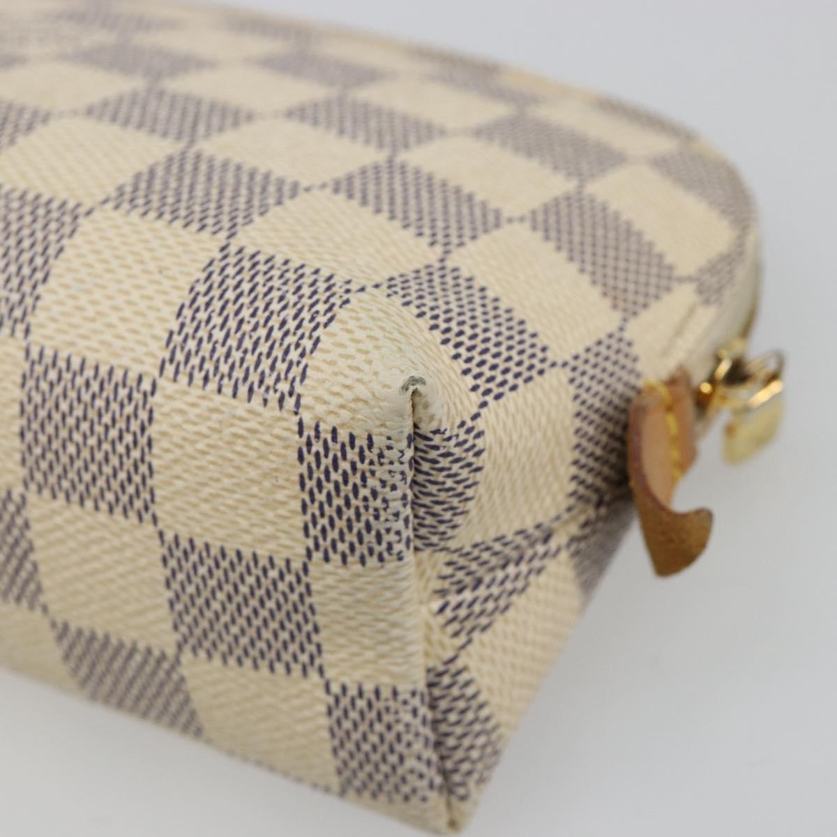 LOUIS VUITTON Damier Azur Pochette Cosmetic PM Pouch N60024 LV Auth 185747