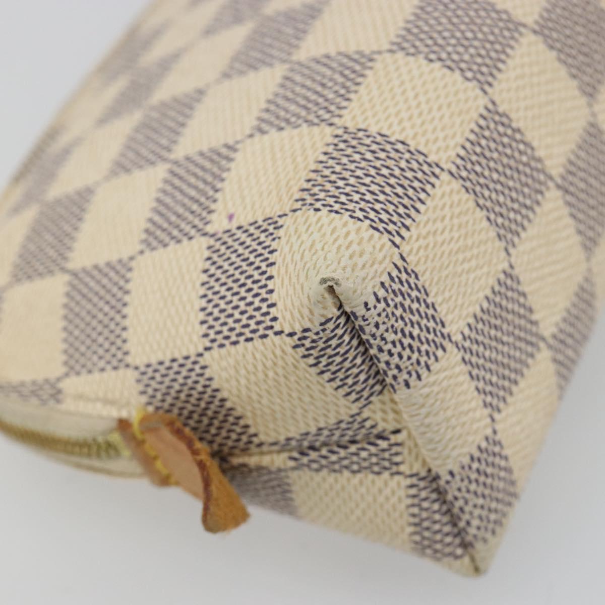 LOUIS VUITTON Damier Azur Pochette Cosmetic PM Pouch N60024 LV Auth 185747