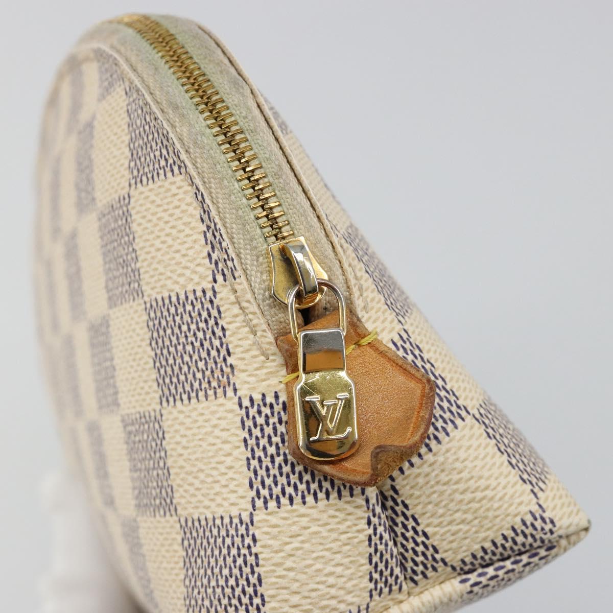 LOUIS VUITTON Damier Azur Pochette Cosmetic PM Pouch N60024 LV Auth 185747