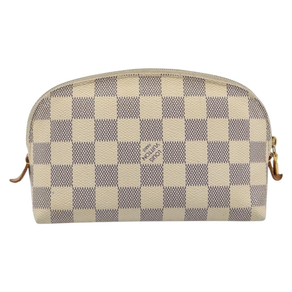 LOUIS VUITTON Damier Azur Pochette Cosmetic PM Pouch N60024 LV Auth 185747