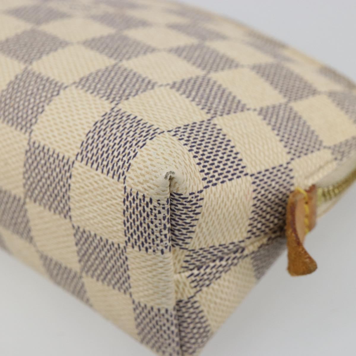LOUIS VUITTON Damier Azur Pochette Cosmetic PM Pouch N60024 LV Auth 185747