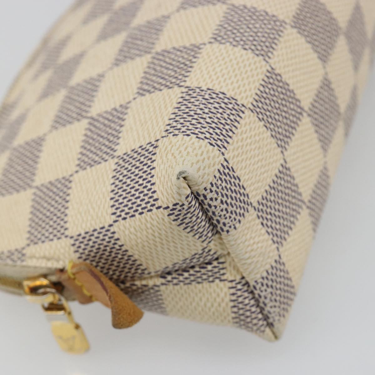 LOUIS VUITTON Damier Azur Pochette Cosmetic PM Pouch N60024 LV Auth 185747