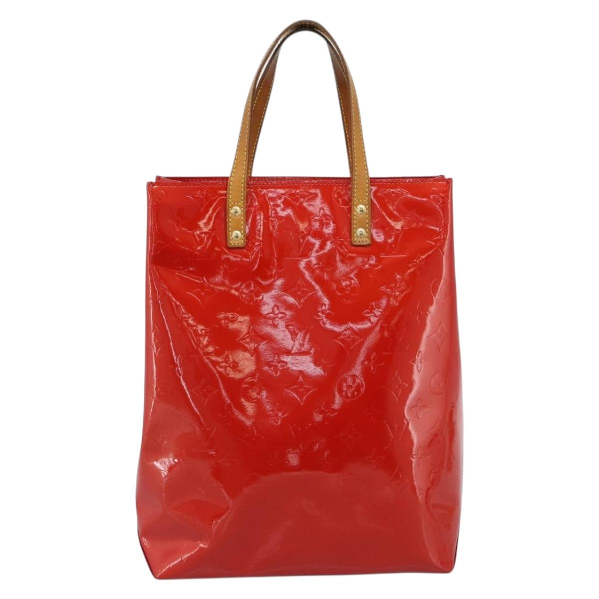 LOUIS VUITTON Monogram Vernis Reade MM Hand Bag Red Rouge M91086 LV Auth 185756