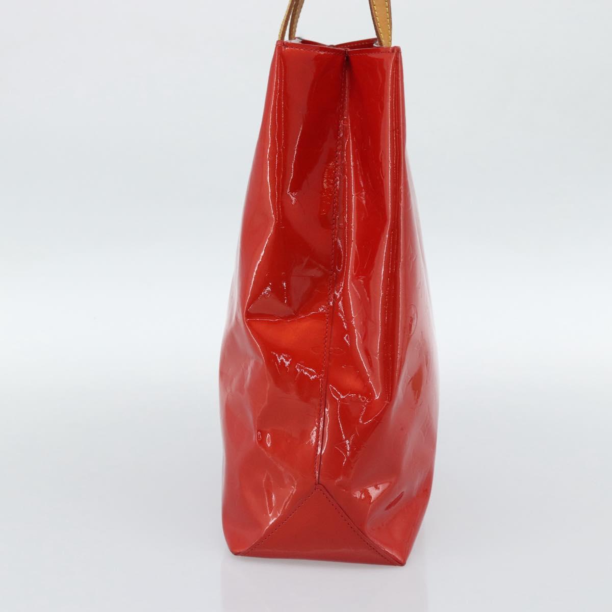 LOUIS VUITTON Monogram Vernis Reade MM Hand Bag Red Rouge M91086 LV Auth 185756