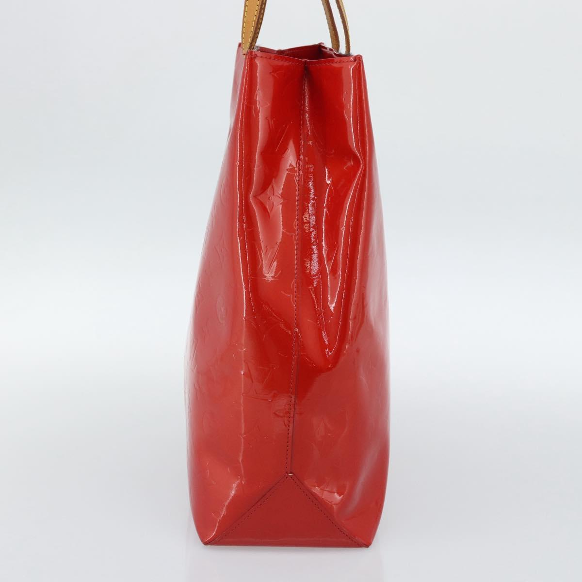 LOUIS VUITTON Monogram Vernis Reade MM Hand Bag Red Rouge M91086 LV Auth 185756
